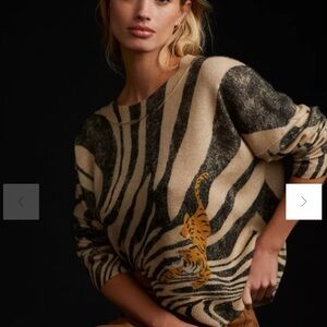 Anthropologie Pilcro Cashmere Women's Zebra Print Sweater